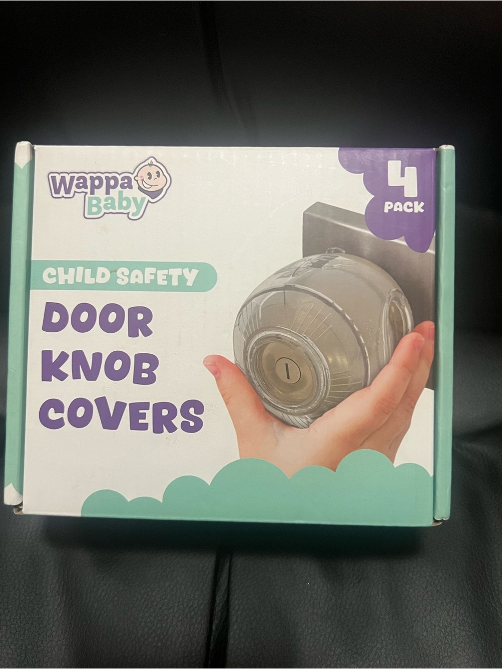 Wappa Baby Child Safety Door Knob Covers - Mint & Purple Packaging